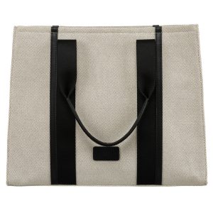 Modna shopperka damska w czarno-beżowym kolorze z regulowanym paskiem - Peterson