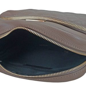 Torebka skórzana na ramię pikowana - Beżowa ciemna