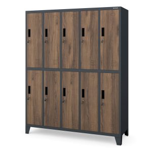 Szafa socjalna 10-drzwiowa BARTEK, 1360 x 1720 x 450 mm, Eco Design: antracytowa/ orzech