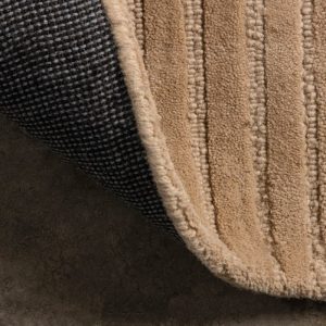 Dywan prostokątny Isla, łuki, tuftowany, wełniany, ciemnobeżowy