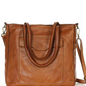 Torba shopper brązowa camel z kieszeniami skóra naturalna – MARCO MAZZINI