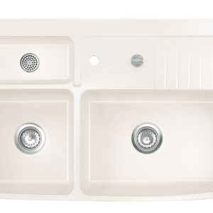 Systemceram Centra 90 Magnolia, zlewozmywak ceramiczny, korek automatyczny