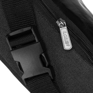 Szaro-czarna, kompaktowa saszetka z poliestru zawieszona na regulowanym pasku - Loren