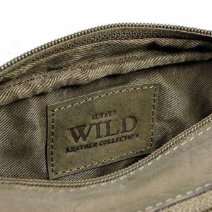 Dwukomorowa Skórzana męska saszetka do ręki Wild