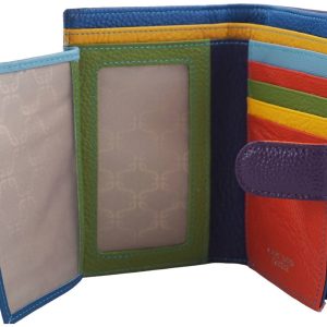 Skórzany portfel damski z ochroną RFID - Fioletowy