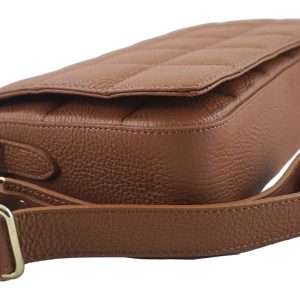 Modna torebka pikowana skórzana - Brązowa jasna