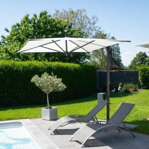 Parasol wspornikowy premium Rio Parasol ze stojakiem Beżowy 256x256x276 cm grafitowy