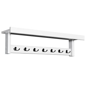 Ścienny wieszak na płaszcze z 7 podwójnymi haczykami i półką