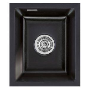 Systemceram Mera 32 U Nero, zlewozmywak ceramiczny, korek manualny