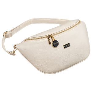 Miejska modna beżowa nerka damska na biodra lub przez ramię crossbody skóra ekologiczna Peterson