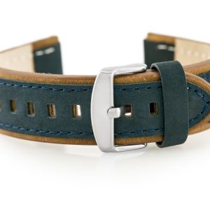 Pasek skórzany do zegarka W80 granatowy/brąz 20mm