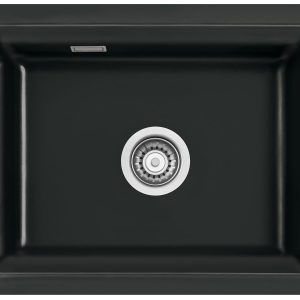 Systemceram Kara 50 U Nero, zlewozmywak ceramiczny, korek manualny