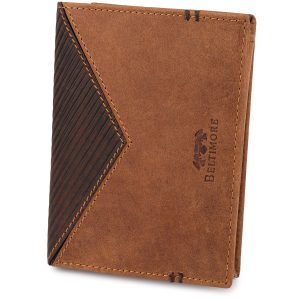 Portfel skórzany męski pionowy klasyczny brązowy RFiD Beltimore D38