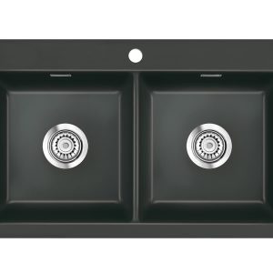 Systemceram Mera Twin Schiefer, Zlewozmywak ceramiczny, korek manualny,