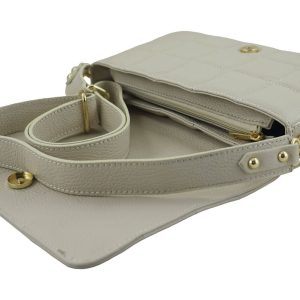 Modna torebka pikowana skórzana - Beżowa jasna