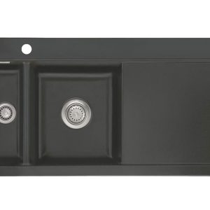 Systemceram Mera 100 Schiefer, Zlewozmywak ceramiczny, korek manualny, lewa komora
