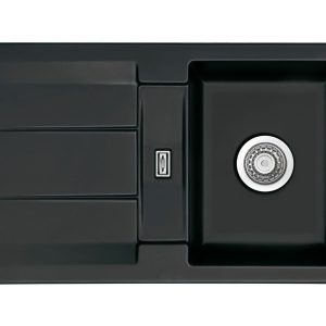 Systemceram Genea 87 Nigra, zlewozmywak ceramiczny, korek manualny