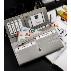 Duży, wielokolorowy portfel damski wykonany ze skóry naturalnej i ekologicznej - 4U Cavaldi