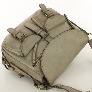 MARCO MAZZINI Skórzana torebka listonoszka z kieszeniami safari handmade bag beż