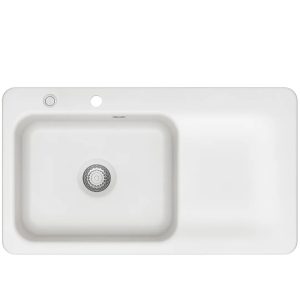 Systemceram Juna 90 Polar, zlewozmywak ceramiczny, korek manualny