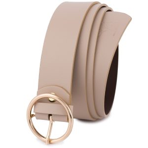Skórzany pasek damski do spodni sukienki cielista skóra nat. 3,5 cm Beltimore B84 : Kolory - ecru, kremowy, Rozmiar pasków - r.100-115 cm