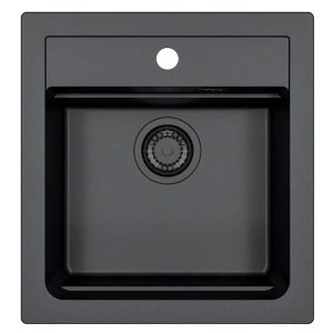Alveus ATROX 20 BLACK EDITION kol. 91 CZARNY zlew Granital 1 kom. z syfonem manualny 3 1/2" - SYFON BLACK