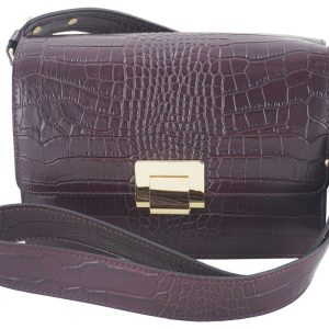 Modna torebka skórzana - CROCO - Bordowa