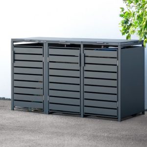 Westmann Metalowy pojemnik na śmieci 3 kosze 3x240L Antracyt 200x80x116cm
