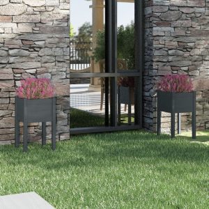 Donice ogrodowe 2 szt. szare drewno sosnowe 40x40x70 cm