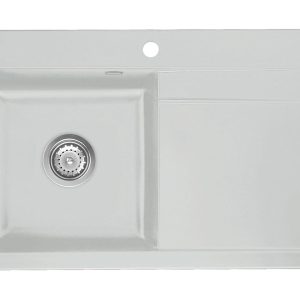Systemceram Stema 80 Alu, zlewozmywak ceramiczny, korek manualny