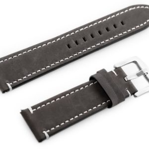 Pasek skórzany do zegarka W72 - szary - 22mm