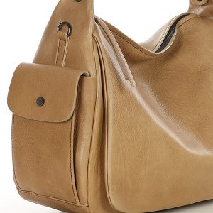 Luksusowa torebka kuferek na ramię skóra naturalna MARCO MAZZINI beżowa