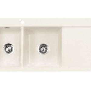 Systemceram Mera Double Jasmin, Zlewozmywak ceramiczny, korek manualny,