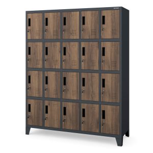 Szafa skrytkowa socjalna BHP antracytowa/ orzech: Eco Design ROBERT, 1360 x 1720 x 450 mm
