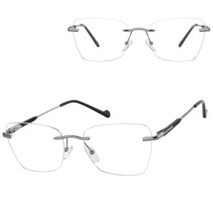Bezramkowe oprawki korekcyjne okulary zerówki patentki na teleskopach 871B srebrny/czarny