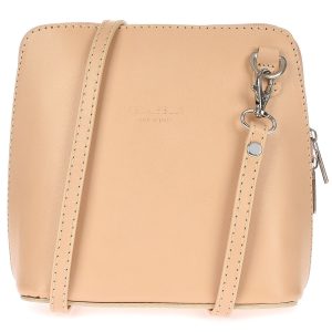 Vera Pelle Torebka Skórzana mała listonoszka beżowa K03