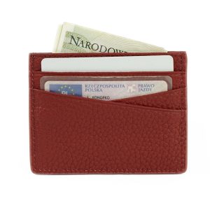 Skórzany wizytownik na karty minimalistyczny portfel Solier SW43 RED