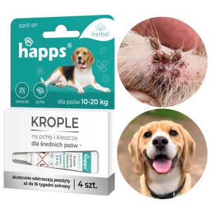 Krople na pchły i kleszcze dla średnich psów 10-20kg - HAPPS