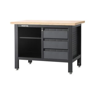 Feistos Wyposażenie warsztatu Stół warsztatowy Tito 2 łącznie z perforowaną ścianą Antracyt/Czarny 120x60x87cm