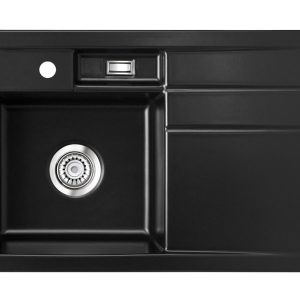 Systemceram BELA 78 Nero, zlewozmywak ceramiczny, korek manualny