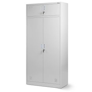 Wielokomorowa szafa socjalna z miejscem na ubrania BORYS, 900 x 1850 x 500 mm, szara