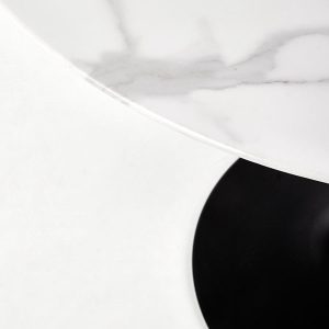 Stół okrągły biały marmur / czarny mat 90 cm Ambrosio