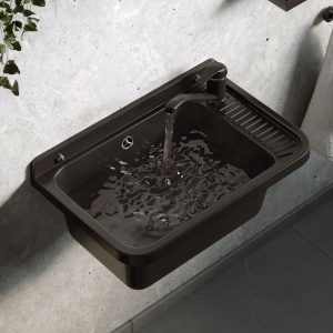 Pyramis Umywalka ogrodowa NEO PLUS 58,4X38 czarny granit + bateria Asalia