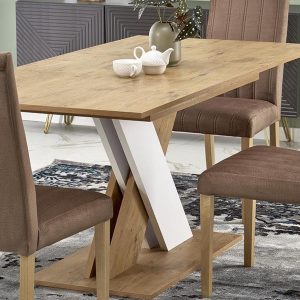 Stół rozkładany dąb lancelot / biały mat 130 - 175 x 85 cm Xarelto