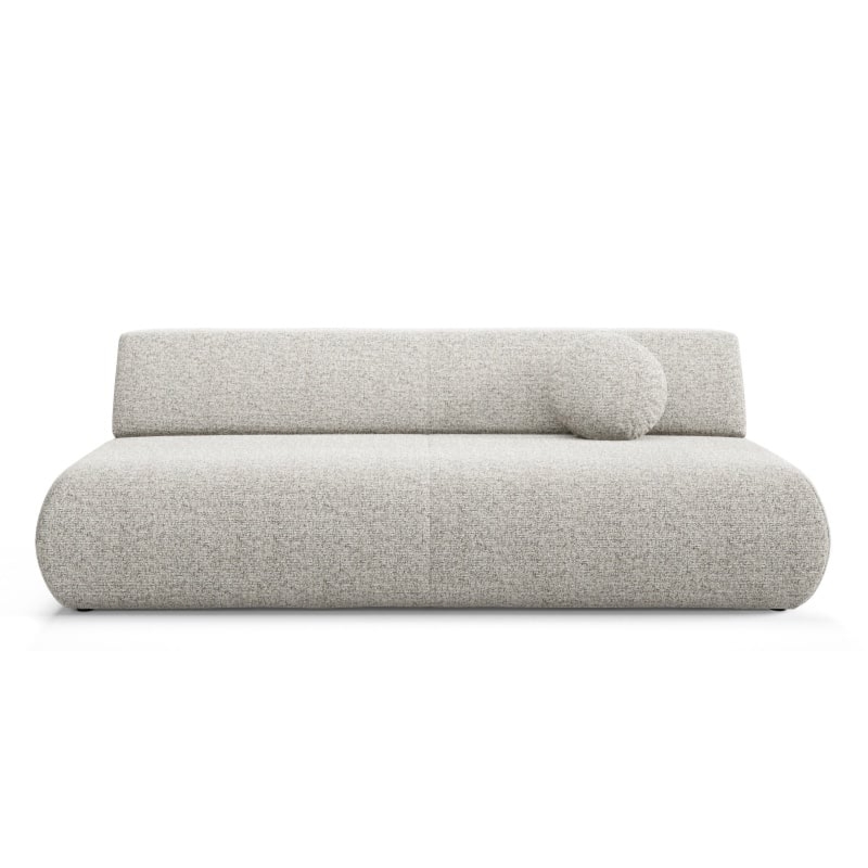 Sofa z funkcją spania i pojemnikiem Puente, szarobeżowy melanż, obłe kształty