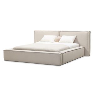 OU-2078 Łóżko tapicerowane Cosy 160x200 cm z metalowym stelażem i pojemnikiem, jasnobeżowe