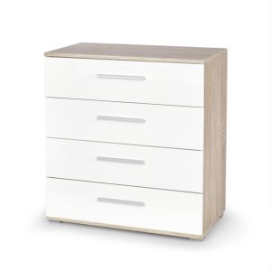 Komoda z szufladami dąb sonoma / biała mat / wysoki połysk 40 cm Lima