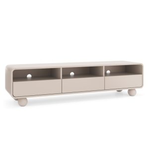 Szafka RTV Albion 180 cm, zaokrąglona, nóżki kulki, kaszmirowa