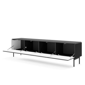 Szafka RTV Muti 195,2 cm, czarna, ryflowana