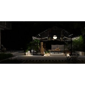 Oranżeria ogrodowa ProGlass Gazebo Large z fundamentem 17,8 m² szkło hartowane 4 mm, aluminium, czarna